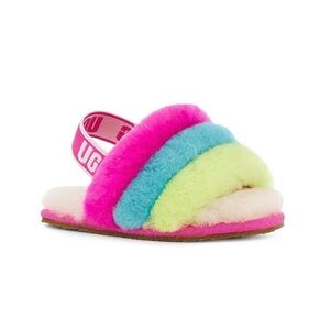 UGG Girls' Fluff Yeah Logo Detail Slide Slippers Multicolor Pink Size 9